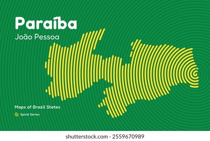 Map of the Brazilian State of Paraíba with João Pessoa as the Center, Circular Spiral pattern. 