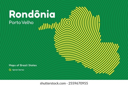 Map of the Brazilian State of Rondônia with Porto Velho as the Center, Circular Spiral pattern. 