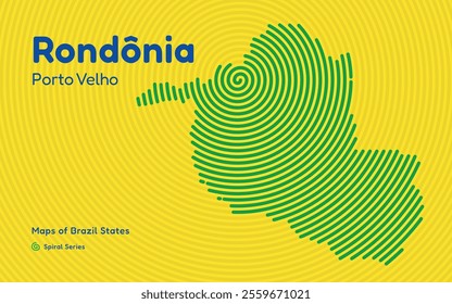 Map of the Brazilian State of Rondônia with Porto Velho as the Center, Circular Spiral pattern. 