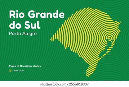 Map of the Brazilian State of Rio Grande do Sul with Porto Alegre as the Center, Circular Spiral pattern. 