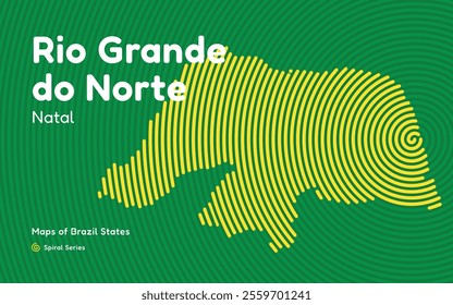 Map of the Brazilian State of Rio Grande do Norte with Natal as the Center, Circular Spiral pattern.