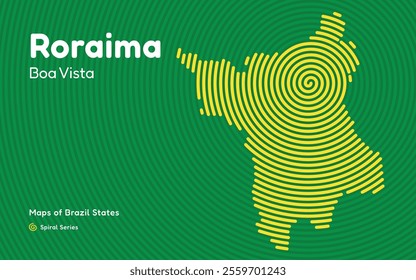 Map of the Brazilian State of Roraima with Boa Vista as the Center, Circular Spiral pattern.