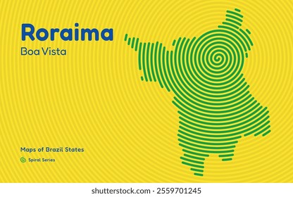 Map of the Brazilian State of Roraima with Boa Vista as the Center, Circular Spiral pattern.