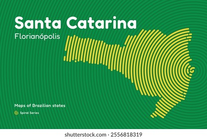 Map of the Brazilian State of Santa Catarina with Florianopolis as the Center, Circular Spiral pattern. 