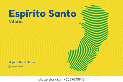 Map of the Brazilian State of Espírito Santo with Vitória as the Center, Circular Spiral pattern. 