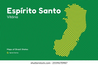 Map of the Brazilian State of Espírito Santo with Vitória as the Center, Circular Spiral pattern. 