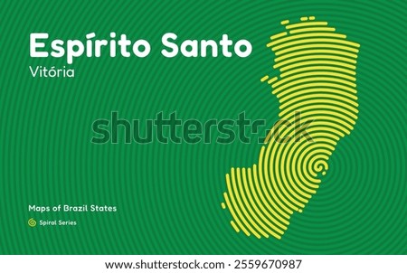 Map of the Brazilian State of Espírito Santo with Vitória as the Center, Circular Spiral pattern. 