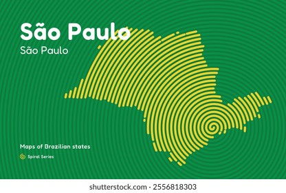 Map of the Brazilian State of Sao Paulo with San Paulo as the Center, Circular Spiral pattern.  