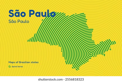 Map of the Brazilian State of Sao Paulo with San Paulo as the Center, Circular Spiral pattern.  