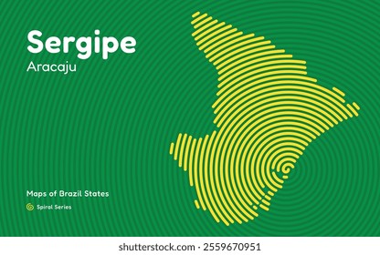 Map of the Brazilian State of Sergipe with Aracaju as the Center, Circular Spiral pattern. 