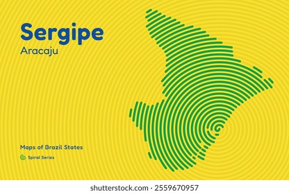 Map of the Brazilian State of Sergipe with Aracaju as the Center, Circular Spiral pattern. 