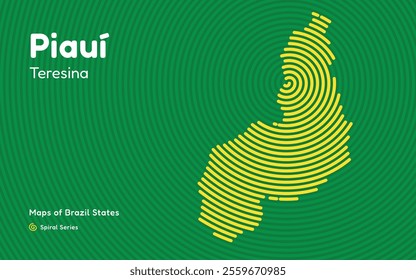 Map of the Brazilian State of Piauí with Teresina as the Center, Circular Spiral pattern. 