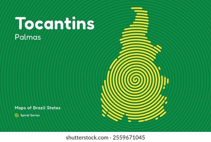 Map of the Brazilian State of Tocantins with Palmas as the Center, Circular Spiral pattern. 