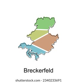 map of Breckerfeld vector design template, national borders and important cities illustration