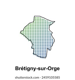 Map of Bretigny sur Orge City with gradient color, dot technology style illustration design template, suitable for your company