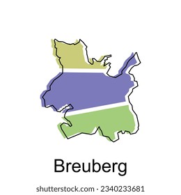 Map of Breubreg design illustration, vector symbol, sign, outline, World Map International vector template on white background