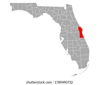 Map of Brevard in Florida on white