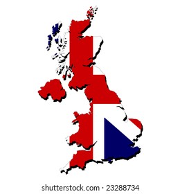 map of Britain and British flag illustration
