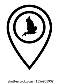 Map of Britain and map pin. Designed for your web site design, logo, app, UI