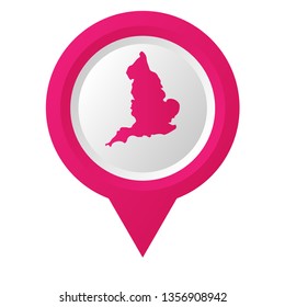 Map of Britain and map pin. Designed for your web site design, logo, app, UI