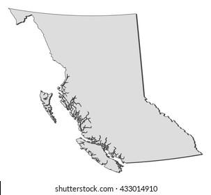 British Columbia Province Outline Map Isolated: ภาพประกอบสต็อก 1771361606