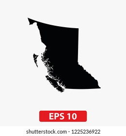 Map of British Columbia, Canada. Vector