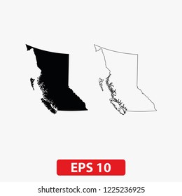 Map of British Columbia, Canada. Vector