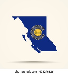 Map of British Columbia in Commonwealth of Nations flag colors