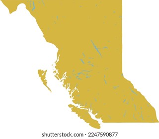 Mapa de Columbia Británica incluyendo lagos 