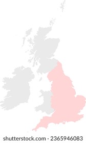 Map of the British Isles with England Highlighted