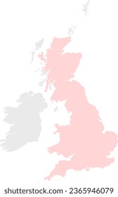 Map of the British Isles with Great Britain Mainland Highlighted