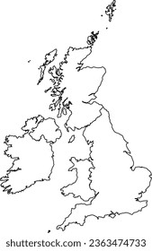 Map of the British Isles with Thick Borders