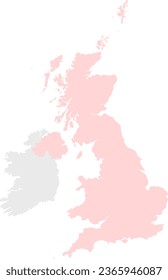 Map of the British Isles with the UK Highlighted