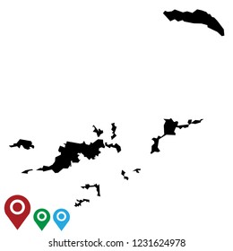 Map of British Virgin Islands, High Detailed  Map of British Virgin Islands isolated on white background.Vector illustration eps 10