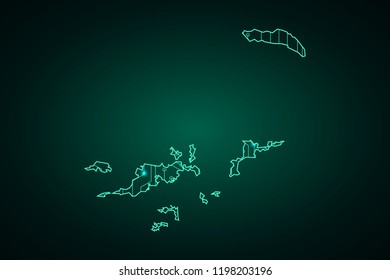 Map of British Virgin Islands, network line, design sphere, dot and structure on dark background with Map British Virgin Islands, Circuit board. Vector illustration. Eps 10