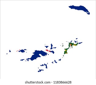 Map Of British Virgin Islands (UK) With Flag Isolated On White Background,Map and National flag of British Virgin Islands ,Vector Illustration Flag and Map of British Virgin Islands (UK) for continue.
