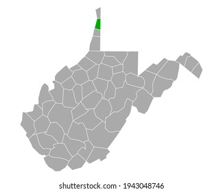Map of Brooke in West Virginia on white background