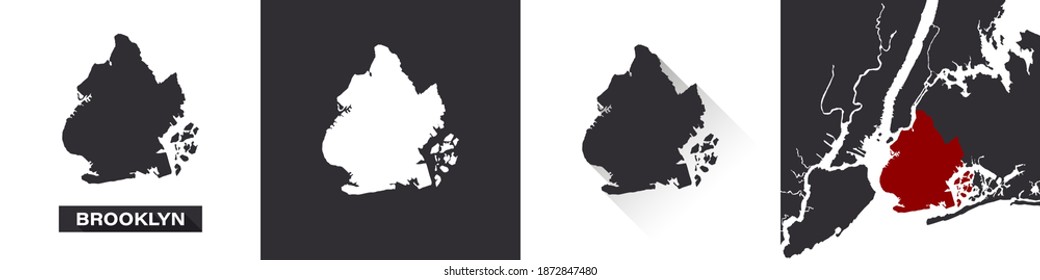 Map Of Brooklyn. Boroughs Of New York City. United States Of America. State Maps. Trendy Design. Vector Illustration