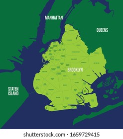 Map of Brooklyn neighborhoods and surrounding boroughs of NYC