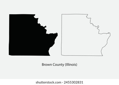 Map of Brown County - Illinois - United States outline silhouette graphic element Illustration template design
