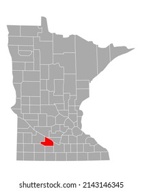 Map of Brown in Minnesota on white