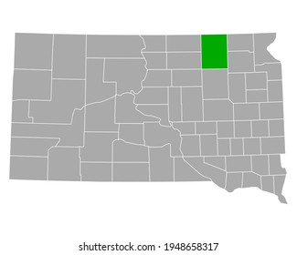 Map of Brown in South Dakota on white