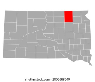Map of Brown in South Dakota on white