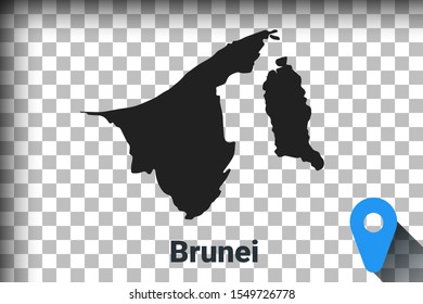 Map of Brunei, black map on a transparent background. alpha channel transparency simulation in png. vector illustration
