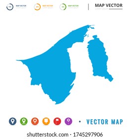 Map of Brunei blue and set pin icon.