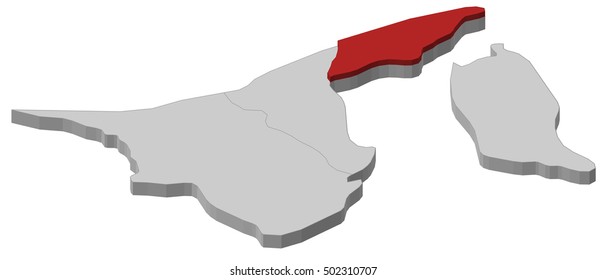Map - Brunei, Brunei-Muara - 3D-Illustration