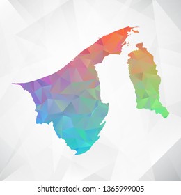 Map of Brunei. Colorful Geometric Rumpled Triangular , Polygonal Design For Your . Vector illustration eps 10.