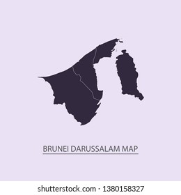 Map of Brunei Darussalam - High detailed map violet outline map with caption on violet background.Abstract design vector illustration eps 10.