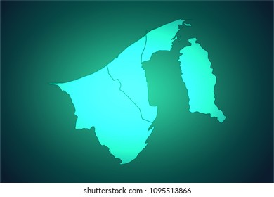 Map of Brunei Darussalam- Light map on dark background for your infographics and earth template for website. Vector illustration eps 10.