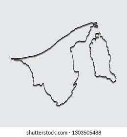 Map of Brunei Darussalam with shadow on gray background.eps10